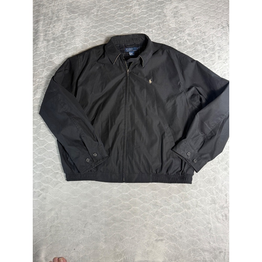 Polo Ralph Lauren Vintage 90s Harrington Jacket Black Plaid Lined Mens XL